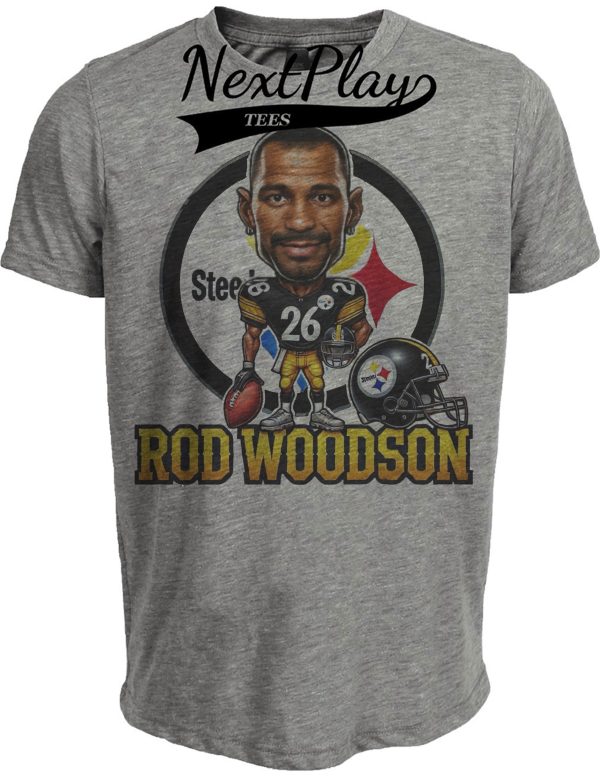Pittsburgh Steelers Rod Woodson Exclusive Retro Football 1990 Artwork Heather Gray Sublimated T-Shirt