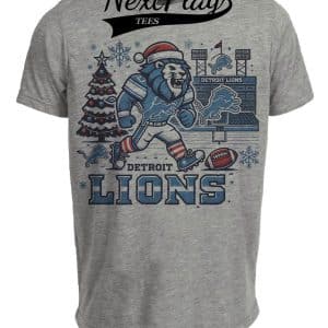 Detroit Lions Holiday Exclusive Retro Football Artwork Heather Gray Sublimated T-Shirt