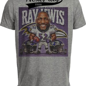 Baltimore Ravens Ray Lewis Exclusive Retro Football 1998 Artwork Heather Gray Sublimated T-Shirt