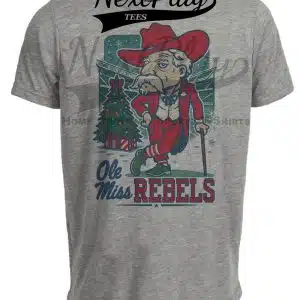 Ole Miss Rebels Holiday Exclusive Retro Football Artwork Heather Gray Sublimated T-Shirt