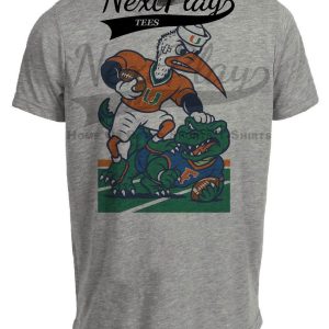 Miami Hurricanes vs. Florida Gators Exclusive Retro Rivals Football Artwork Heather Gray Sublimated T-Shirt