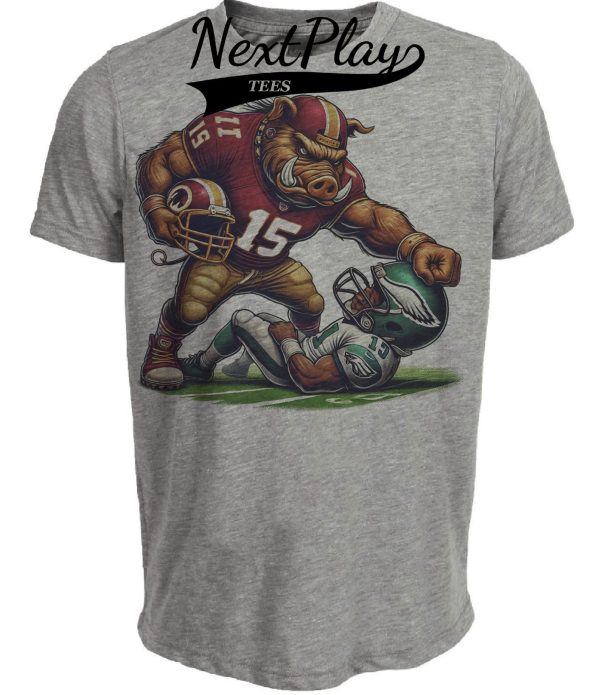 Washington Commanders vs. Philadelphia Eagles Exclusive Retro Rivalries Football Punch Artwork Heather Gray Sublimated T-Shirt