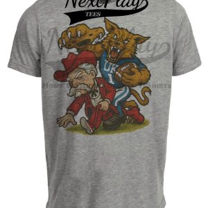 Kentucky Wildcats UK vs. Mississippi Ole Miss Rebels Exclusive Retro Rivals Football Artwork Heather Gray Sublimated T-Shirt