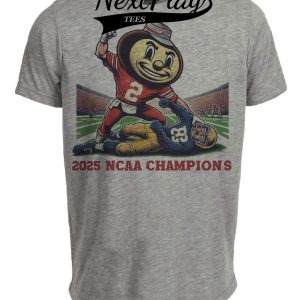 Ohio State Buckeyes vs. Notre Dame Fighting Irish Exclusive Retro Rivalries Champions Playoff Football Artwork Heather Gray Sublimated T-Shirt