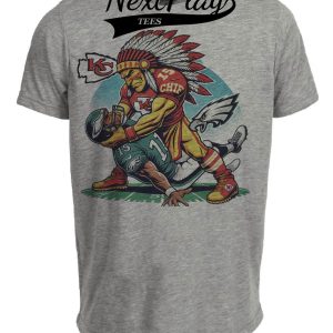 Kansas City Chiefs vs. Philadelphia Eagles Exclusive Retro Rivalries Football Choke Artwork Heather Gray Sublimated T-Shirt