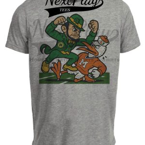 Notre Dame Fighting Irish vs. Miami Hurricanes Exclusive Retro Rivals Football Punch Artwork Heather Gray Sublimated T-Shirt