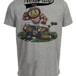 Ohio State Buckeyes vs. Notre Dame Fighting Irish Exclusive Retro Rivalries Football 1936 Artwork Heather Gray Sublimated T-Shirt