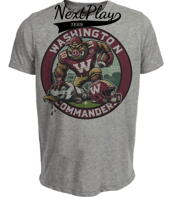 Washington Commanders vs. Philadelphia Eagles Exclusive Retro Rivalries Football Circle Artwork Heather Gray Sublimated T-Shirt
