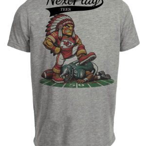 Kansas City Chiefs vs. Philadelphia Eagles Exclusive Retro Rivalries Football Stomp Artwork Heather Gray Sublimated T-Shirt