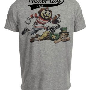 Ohio State Buckeyes vs. Notre Dame Fighting Irish Exclusive Retro Rivalries Football 1935 Artwork Heather Gray Sublimated T-Shirt