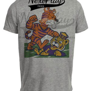 Clemson Tigers vs. LSU Tigers Exclusive Retro Rivals Football 1978 Artwork Heather Gray Sublimated T-Shirt
