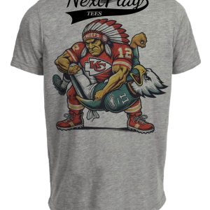 Kansas City Chiefs vs. Philadelphia Eagles Exclusive Retro Rivalries Football Fight Artwork Heather Gray Sublimated T-Shirt