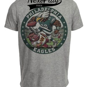 Philadelphia Eagles vs. Washington Commanders Exclusive Retro Rivalries Football Circle Artwork Heather Gray Sublimated T-Shirt