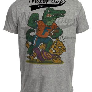 Florida Gators vs. LSU Tigers Exclusive Retro Rivals Football Artwork Heather Gray Sublimated T-Shirt