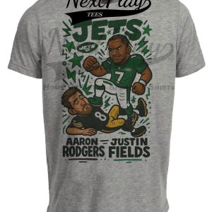 New York Jets Justin Fields vs. Pittsburgh Steelers Aaron Rodgers
Exclusive Retro Rivals Football Artwork Heather Gray Sublimated T-Shirt