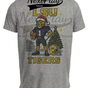LSU Tigers Holiday Retro Football Artwork Heather Gray Sublimated T-Shirt