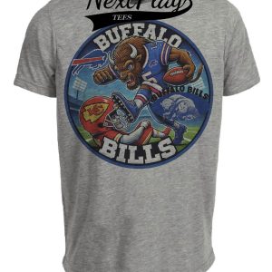 Buffalo Bills vs. Kansas City Chiefs Exclusive Retro Rivalries Football Artwork Heather Gray Sublimated T-Shirt