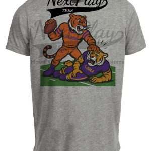 Clemson Tigers vs. LSU Tigers Exclusive Retro Rivals Football 2012 Artwork Heather Gray Sublimated T-Shirt