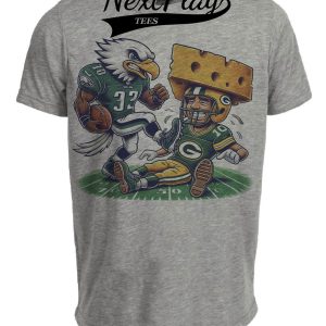 Philadelphia Eagles vs. Green Bay Packers Exclusive Retro Rivalries Football Stomp Artwork Heather Gray Sublimated T-Shirt