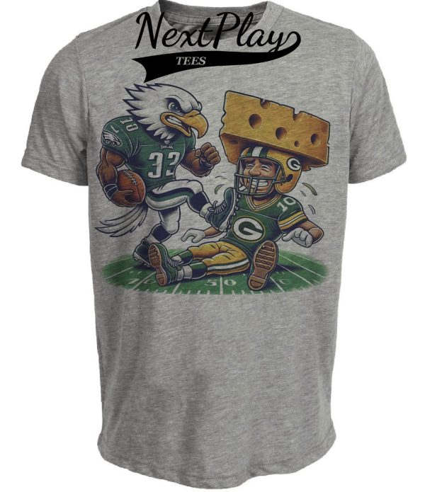 Philadelphia Eagles vs. Green Bay Packers Exclusive Retro Rivalries Football Stomp Artwork Heather Gray Sublimated T-Shirt