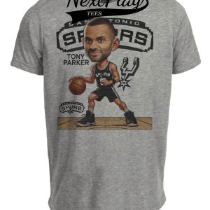 San Antonio Spurs Tony Parker Exclusive Retro Basketball Artwork Heather Gray Sublimated T-Shirt