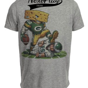 Green Bay Packers vs. Philadelphia Eagles Exclusive Retro Rivalries Football Kick Artwork Heather Gray Sublimated T-Shirt
