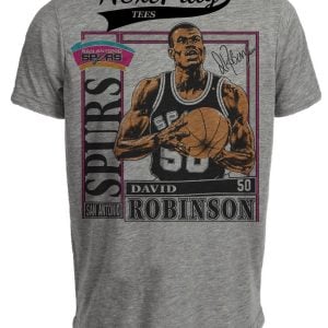 San Antonio Spurs David Robinson Retro Basketball 1990 Artwork Heather Gray Sublimated T-Shirt