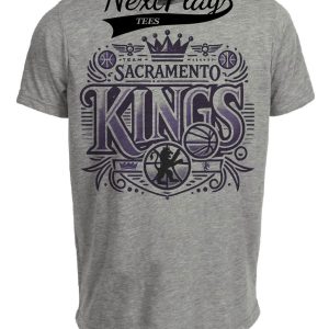 Sacramento Kings Exclusive Retro Pro Basketball Artwork Heather Gray Sublimated T-Shirt