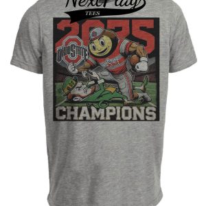Ohio State Buckeyes vs. Notre Dame Fighting Irish Exclusive Retro Rivalries Football National Champions Artwork Heather Gray Sublimated T-Shirt