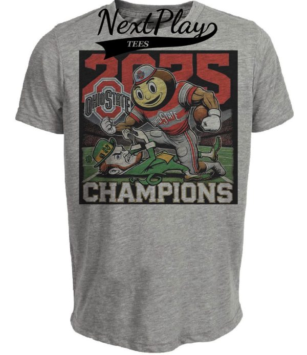Ohio State Buckeyes vs. Notre Dame Fighting Irish Exclusive Retro Rivalries Football National Champions Artwork Heather Gray Sublimated T-Shirt