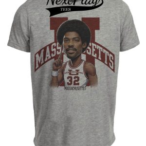 Massachusetts UMass Minutemen Julius Erving Dr. J Exclusive Retro Basketball 1971 Artwork Heather Gray Sublimated T-Shirt