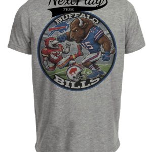 Buffalo Bills vs. Kansas City Chiefs Exclusive Retro Rivalries Football Punch Artwork Heather Gray Sublimated T-Shirt
