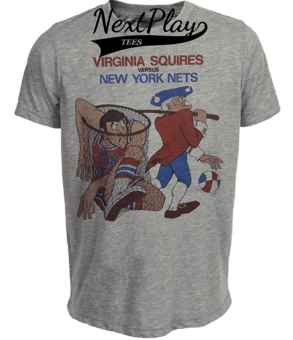Virginia Squires vs. New York Nets Retro Rivalries ABA Basketball 1971 Artwork Heather Gray Sublimated T-Shirt