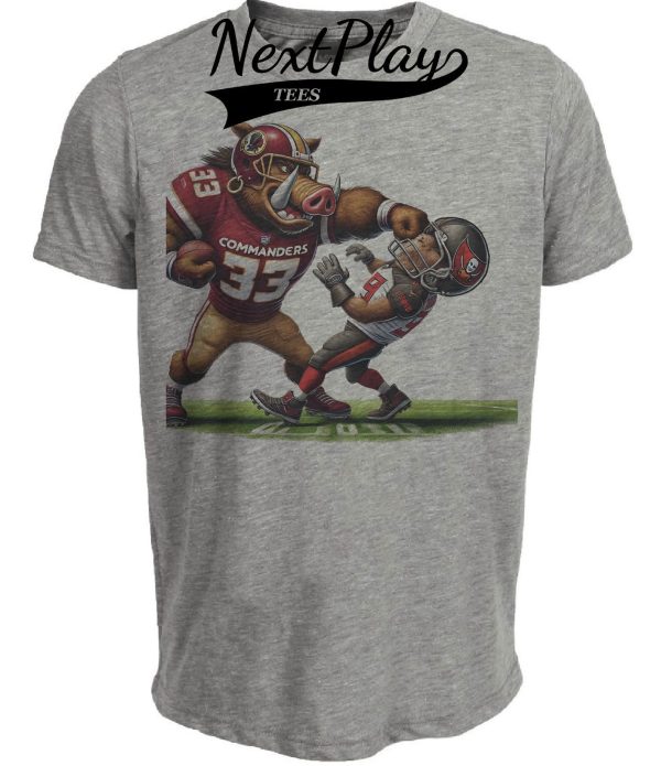 Washington Commanders vs. Tampa Bay Buccaneers Exclusive Retro Rivalries Football Punch Artwork Heather Gray Sublimated T-Shirt