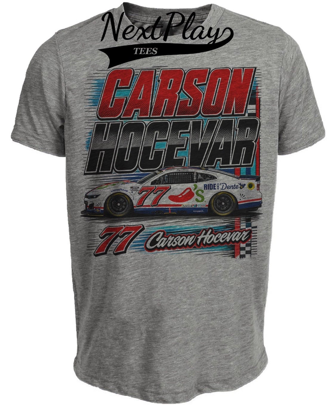Carson Hocevar Retro Racing Gray Sublimated T-Shirt