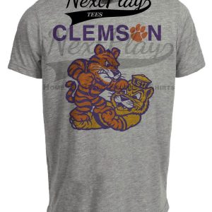 Clemson Tigers vs. LSU Tigers Exclusive Retro Rivals Football Artwork Heather Gray Sublimated T-Shirt