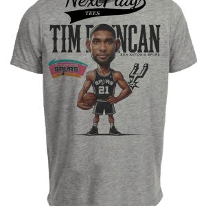 San Antonio Spurs Tim Duncan Exclusive Retro Basketball 1998 Artwork Heather Gray Sublimated T-Shirt
