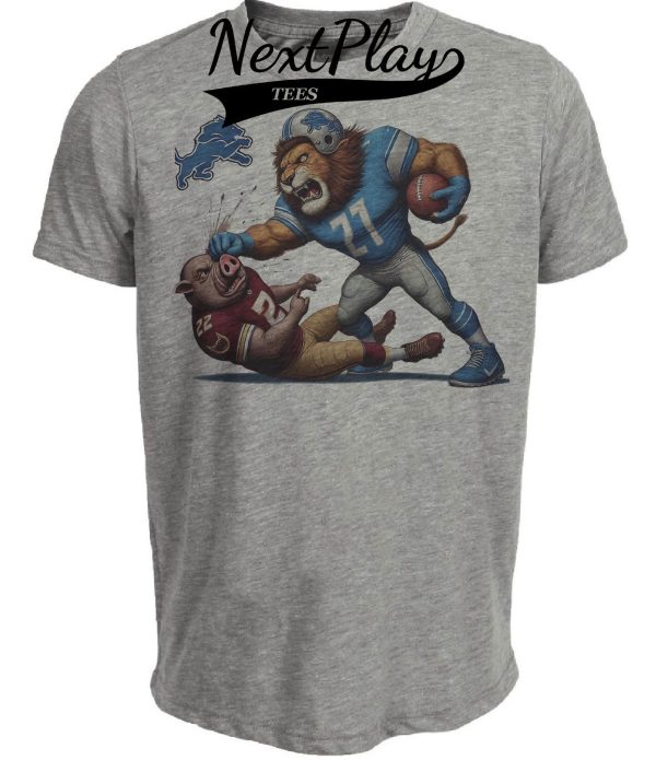 Detroit Lions vs. Washington Commanders Exclusive Retro Rivalries Playoff Football Jab Artwork Heather Gray Sublimated T-Shirt