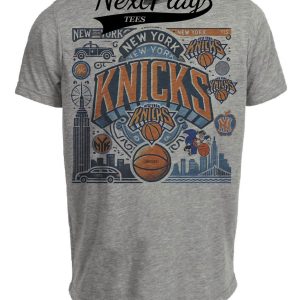 New York Knicks Exclusive Retro Pro Basketball Artwork Heather Gray Sublimated T-Shirt
