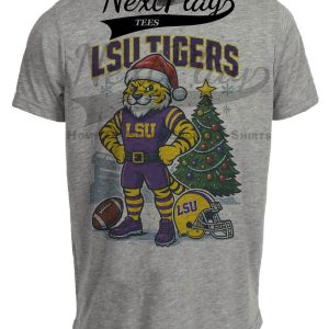 LSU Tigers Holiday Exclusive Retro Football Artwork Heather Gray Sublimated T-Shirt