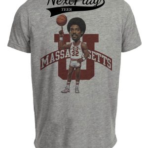 Massachusetts UMass Minutemen Julius Erving Dr. J Exclusive Retro Basketball 1970 Artwork Heather Gray Sublimated T-Shirt