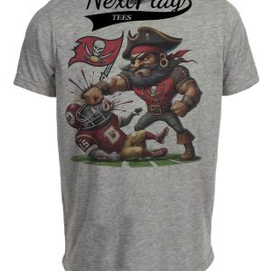 Tampa Bay Buccaneers vs. Washington Commanders Exclusive Retro Rivalries Football Punch Artwork Heather Gray Sublimated T-Shirt