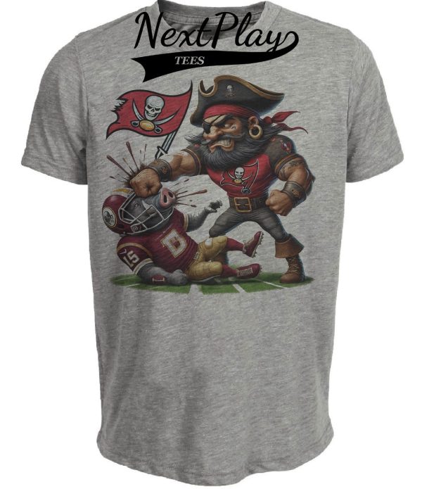 Tampa Bay Buccaneers vs. Washington Commanders Exclusive Retro Rivalries Football Punch Artwork Heather Gray Sublimated T-Shirt