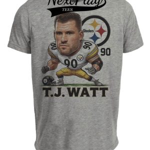 Pittsburgh Steelers T.J. Watt #90 Exclusive Retro Football Artwork Heather Gray Sublimated T-Shirt