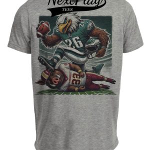 Philadelphia Eagles vs. Washington Commanders Exclusive Retro Rivalries Football Stomp Artwork Heather Gray Sublimated T-Shirt