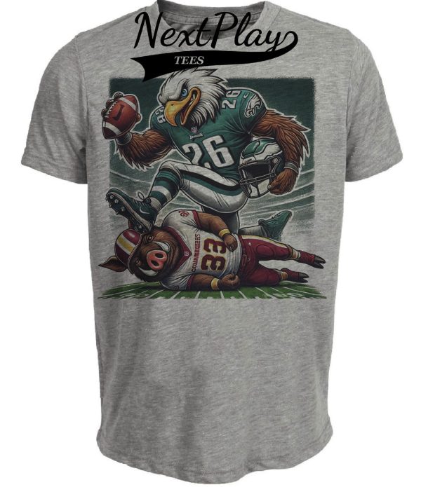 Philadelphia Eagles vs. Washington Commanders Exclusive Retro Rivalries Football Stomp Artwork Heather Gray Sublimated T-Shirt