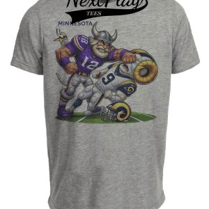 Minnesota Vikings vs. Los Angeles Rams Exclusive Retro Rivalries Football Artwork Heather Gray Sublimated T-Shirt
