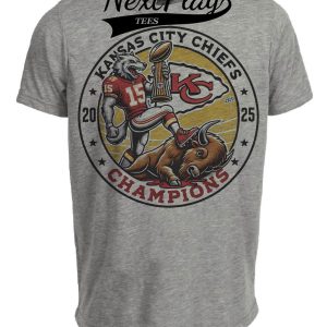 Kansas City Chiefs vs. Buffalo Bills Exclusive Retro Rivalries Playoff Conference Champs Football Artwork Heather Gray Sublimated T-Shirt