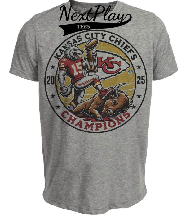 Kansas City Chiefs vs. Buffalo Bills Exclusive Retro Rivalries Playoff Conference Champs Football Artwork Heather Gray Sublimated T-Shirt