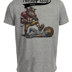 Washington Commanders vs. Detroit Lions Exclusive Retro Rivalries Playoff Football Smash Artwork Heather Gray Sublimated T-Shirt